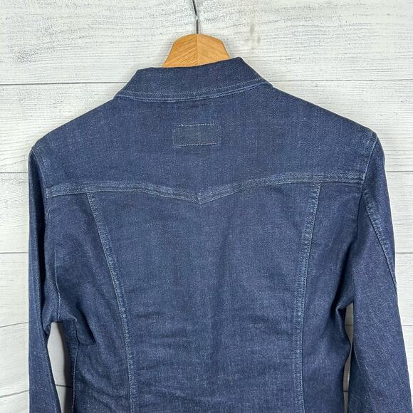 Levis Womens size Medium Retro Style Red Label Denim Jean Jacket Cowgirl Country - Picture 7 of 11